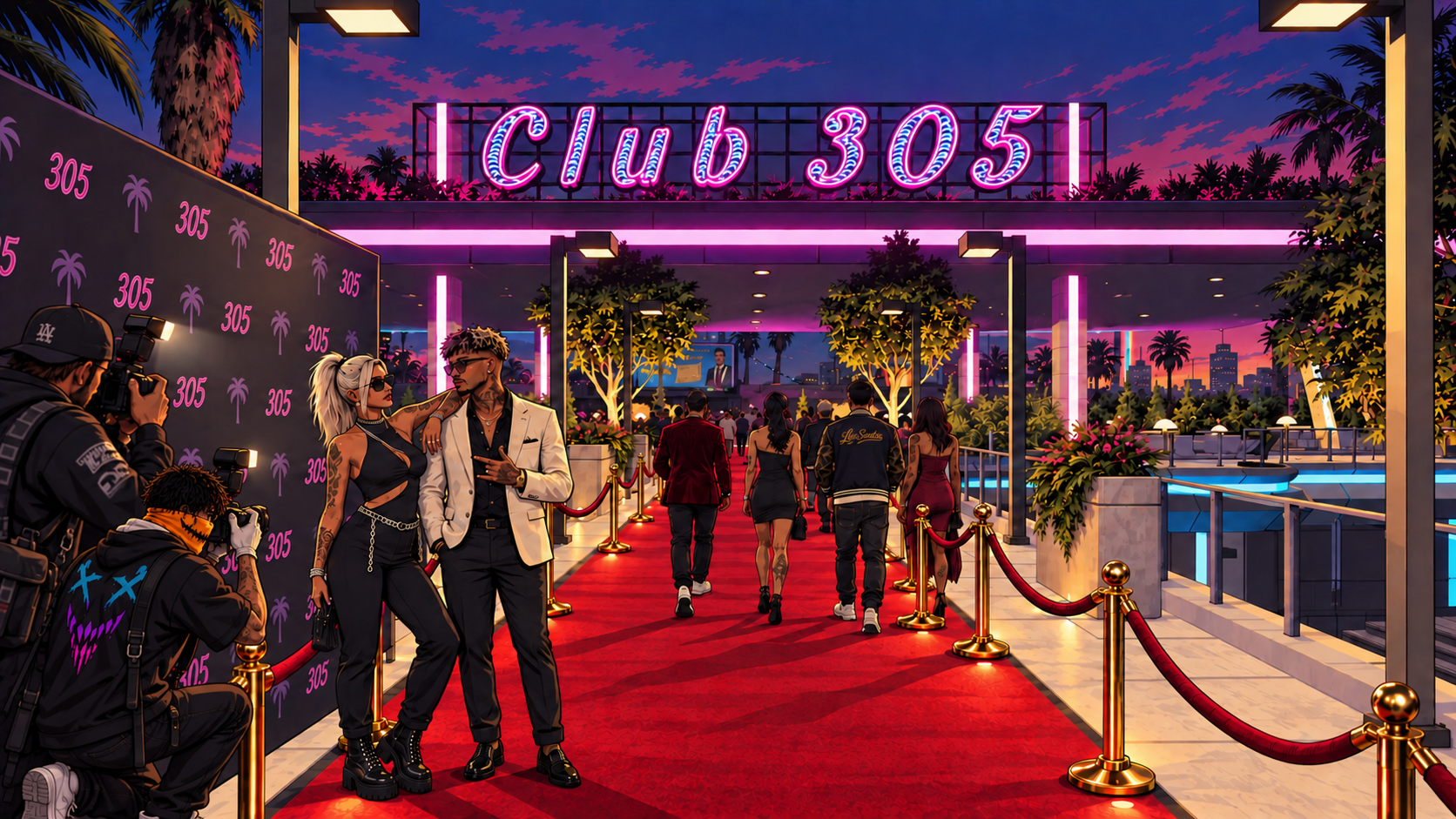 The Club 305 press line as guests arrive